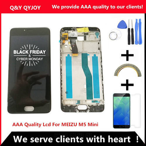 AAA Quality LCD+Frame For MEIZU M5 Mini Lcd Display 5.2 Inch Screen+Digitizer Touch screen Replacement For M611D/A/Y/H