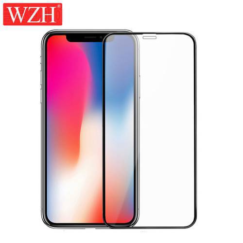 WZH For iPhone XS Max 6 6s Soft Edge Full Cover Red Glossy Carbon Fiber Tempered Glass Screen Protector Film For iPhone 7 8 Plus