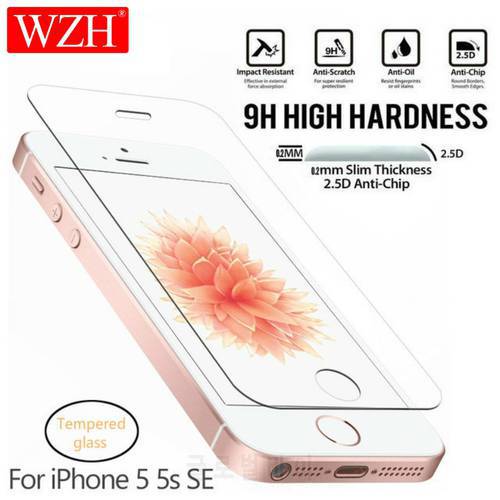 WZH 0.26mm 2.5D Protective Glass For iPhone 5S Tempered glass for iPhone 5 SE 5C Screen Protector On Tempered Glass Film 9H HD