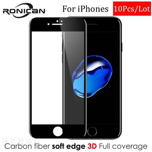 10Pcs 3D Curved Carbon Fiber Soft Edge Tempered Glass For iPhone 8 8 Plus7 6S 6 Plus Phone Screen Protector Film For iPhone X XS