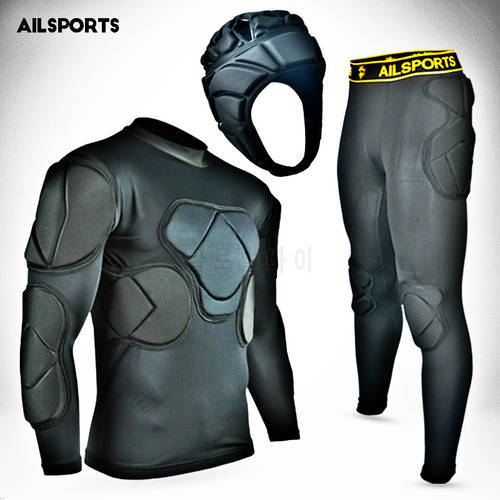 New Sports Safety Protection Kits Thicken Gear Soccer Goalkeeper Jersey Pants Football Goalie Helmet Knee Elbow Padded Protector