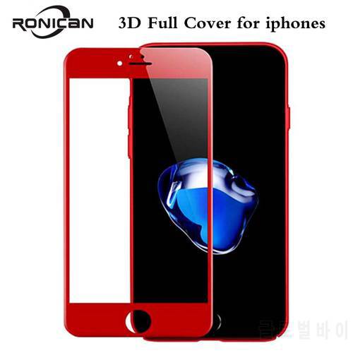 RONICAN For iPhone 6 6s 3D Soft Edge Full Cover Red Glossy Carbon Fiber Tempered Glass Screen Protector Film For iPhone 7 8 Plus