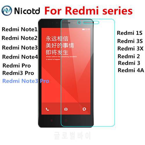 Nicotd 2.5D Tempered Glass Film For Xiaomi Redmi 3 3S 4A Hongmi for xiomi redmi Note 3 Note 4 Screen Protector