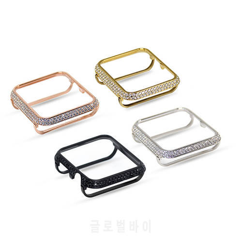 18kt Bling Platinum Crystal Rhinestone Diamond Jewelry Case Bezel Cover for Apple Watch 38mm 42mm 40mm 44mm