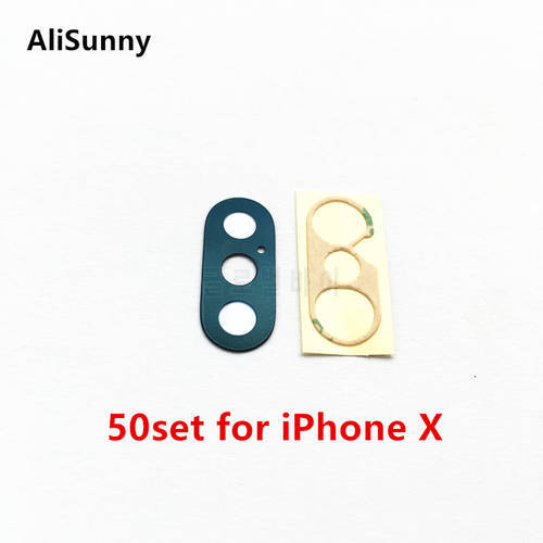 AliSunny 50set Back Camera Glass for iPhone X XS XSM XR Rear Cam Lens Cover Ring 3M Sticker Adhesive Replacement Parts