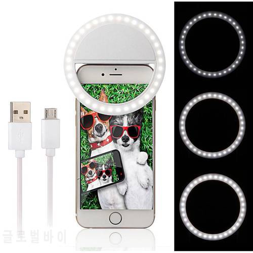 USB Charge LED Selfie Ring Light for Iphone 8 7 Plus Supplementary Lighting Night Darkness Selfie Enhancing for Phone Fill Light