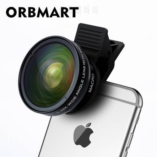 ORBMART Professional HD Camera Lens Kit Universal Clip 0.45x Super Wide Angle Lens + 12.5x Super Macro Lens Mobile Phone Lense