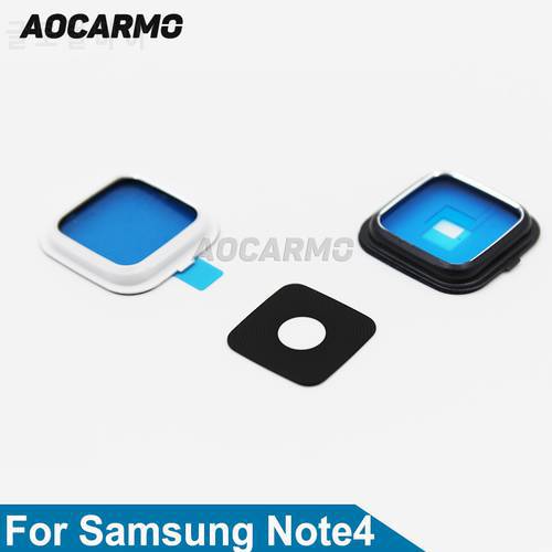 Aocarmo Rear Back Camera Glass Lens With Cover Frame Holder For Samsung Galaxy Note 4 White/Black