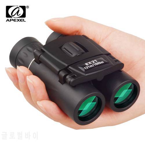 APEXEL 8x21 Compact Zoom Binoculars Long Range 3000m Folding HD Powerful Mini Telescope BAK4 FMC Optics Hunting Sports
