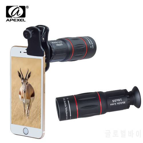 APEXEL Universal Mobile Phone Lens 18X HD Monocular Telescope phone Camera Lens for iphone 7 8 travelling concerts sports event