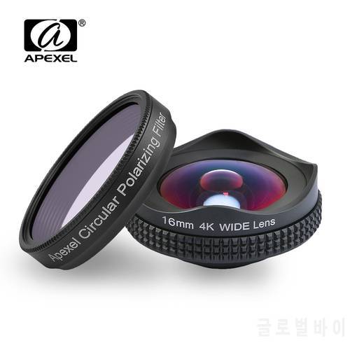 APEXELProfessional 4K Wide lens circular polarizing Filter 16mm HD super wide angle lens for iPhone 6s plus 7 HTC more phone