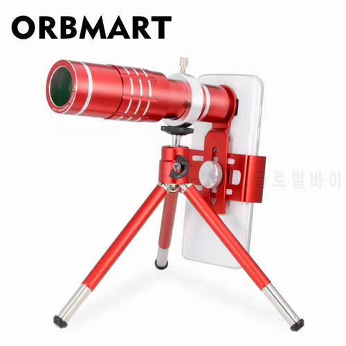 ORBMART Chinese Red 18x Universal Clip Zoom Optical Telescope Magnification For iPhone 6 6s Plus 7 Samsung S8 S8+ S7 Phone Lens