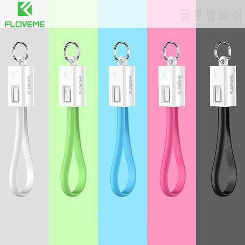 FLOVEME Keychain USB Cable for Mobile Phone Micro USB Type C Charger Cable for iPhone XS 7 Plus Portable Charging Sync Data Cord