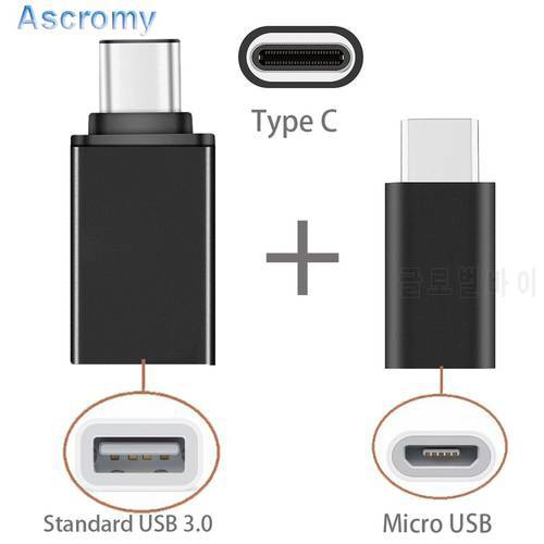Ascromy 2in1 Type C to Micro USB OTG Charger Adapter For Xiaomi Mi6 Mi5 Samsung Galaxy S8 Plus Oneplus 5 6 LG G6 Cable 3.1 usb-c