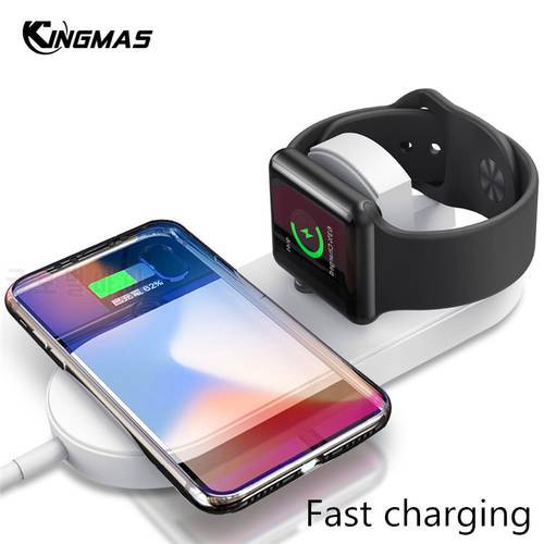 2 In 1 Mini air power Qi Desk Wireless Fast Charging For Apple iWatch 3 2 iPhone X XS Max XR 8 Plus Quick Wireless Charger Pad
