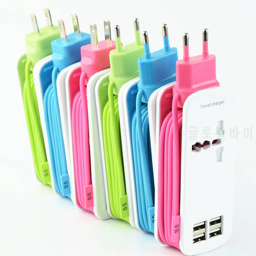 Fast Charging 4 Port Universal USB Power Strip Portable Charger Travel Adapter Plug Extension Cord Cable Wall Socket EU UK US AU