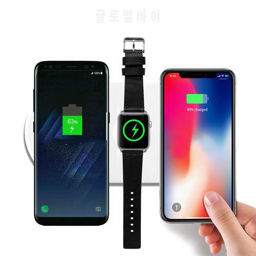 3 In 1 Qi Fast Wireless Charger Pad for IPhone X 12 11 Plus Samsung Note 9 S9 QI-enabled Devices for Apple Watch 1 2 3 4 10W