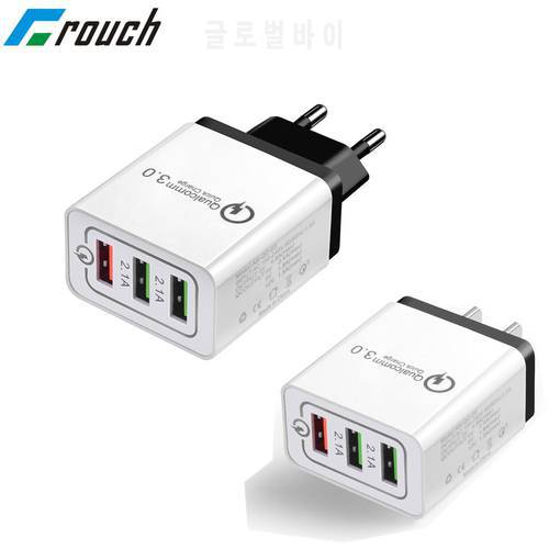 3 Port USB Mobile Phone Charger Quick Charge 3.0 EU/US Plug Quick Charging for iPhone 6 7 Samsung Galaxy S8 Xiaomi Wall Charger