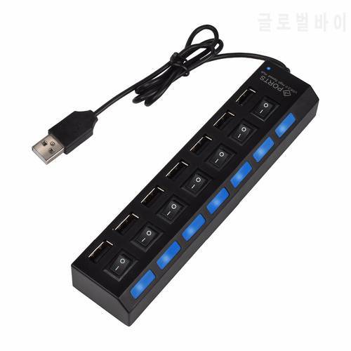 7-Port USB 2.0 Multi Charger Hub +High Speed Adapter ON/OFF Switch Laptop/PC