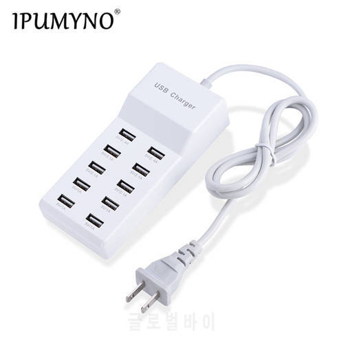 IPUMYNO 10 Port 10A US EU UK Plug Multiple Wall USB Charger Smart Adapter Mobile Phone Tablet Charging Device For iPhone Samsung