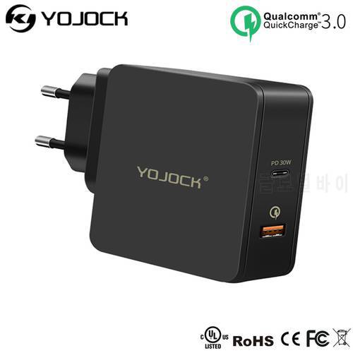 YOJOCK 48W USB Type-C PD Wall Charger USB C Charger with Power Delivery for iPhone X / 8 / 8 Plus MacBook Smart Port for Xiaomi