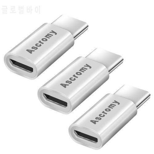 Ascromy 3PCS Micro USB to Type C Adapter For OnePlus 6 One Plus 5T Xiaomi Mi Max 3 5 6 Mi8 samsung S9 plus Note 8 Type-C Charger