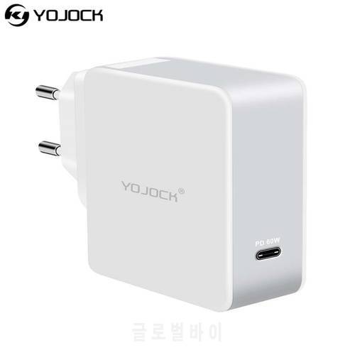Yojock EU/AU/UK/US 60W PD Charger Type-C Power Delivery Wall Charger Portable Adapter for Nintendo Switch Macbook Pro Xiaomi Mi5