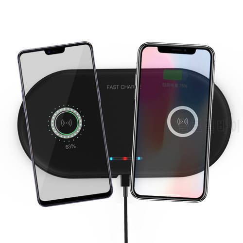 2 in 1 Dual QI Wireless Charger base Fast Charging Pad Quick Charge For iPhone SE2 8 11Pro XR XS Max Samsung S10 S9 S8 Note 8 9