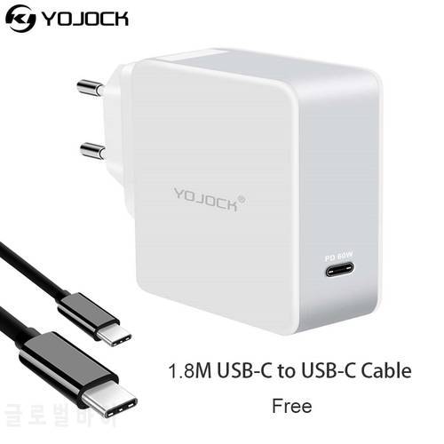 YOJOCK USB Type-C PD Charger 60W Power Delivery Portable Wall Charger Adapter for iPhone X/8 Plus/8, Macbook, Nintendo Switch