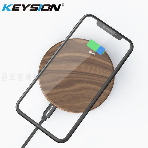 KEYSION Wooden 15W Qi Fast Wireless Charger for iPhone 13 12 11 XR Magnetic Wireless Charging Pad for Samsung S21 S22 Xiami 12