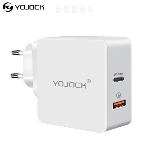 YOJOCK USB-C PD Charger Type C Power Delivery Fast Charger Quick Charge 3.0 Adapter Travel Chargers for iPhone X Xiaomi