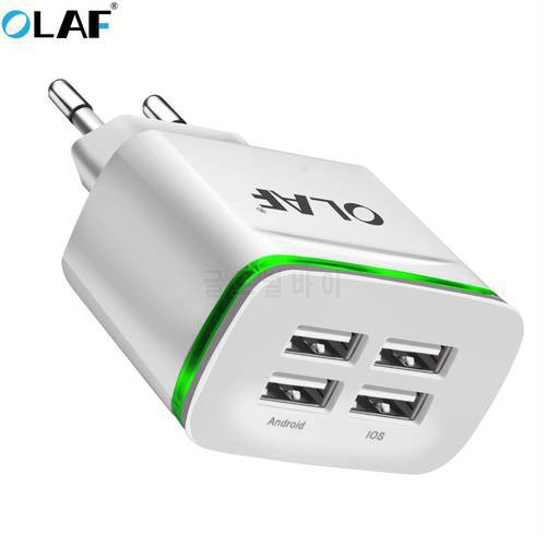 OLAF 4 port USB charger adapter 5V4A travel charge LED lamp plug multi port HUB fast charger For iPhone iPad Samsung Xiaomi