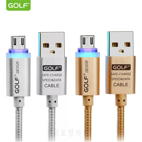 GOLF 1m Metal Braided Smart Led Micro USB Fast Charger Cable for Samsung S4 S6 S7 Note4 LG G3 G4 V10 Redmi 6 9A 10A Android Cord