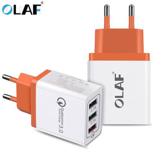 OLAF USB Charger EU 3 Ports Quick Charge 3.0 Travel Mobile Phone Charger Adapter For iPhone Xiaomi Samsung Huawei LG Fast QC 3.0
