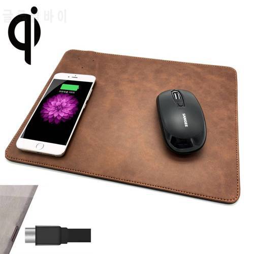 Haweel QI Wireless Charging Pad Universal Wireless Charger Pad Mat For Apple iPhone XS Samsung Galaxy S8 Plus Leather Mouse Mat