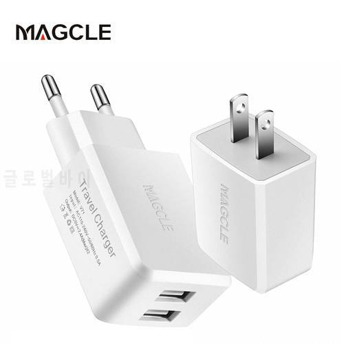 Magcle dual USB Charger 5V2.4A wall charger For mobile phone Dual USB Port Travel Wall Charger Smart Phone USB Charger adapter