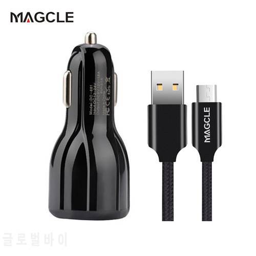 Magcle QC2.0 Charger 5V/3A quick car charger 9V/1.6A dual USB Car charger + 2A Magcle Cable for mobile phone shipping
