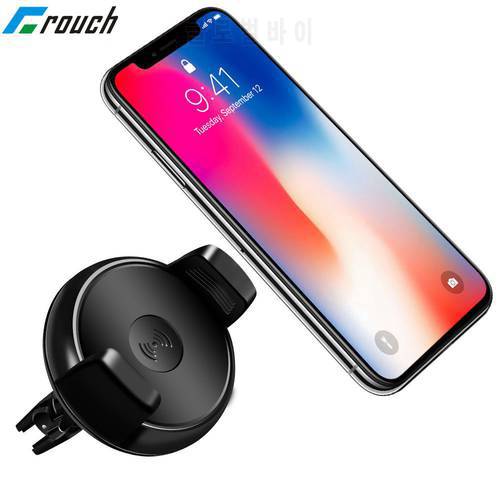Crouch 360 Degree Rotation QI Standard Universal Phone Car Wireless Charger For iPhone 8 iPhone X Samsung S8 S8 Plus S7 Edge S7