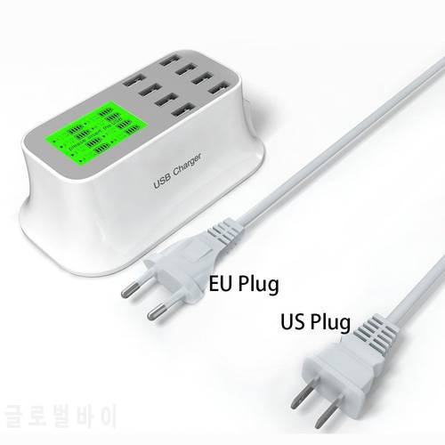 8 Port Portable USB Wall Charger Smart Charging US EU Adapter USB Socket With LED Display For iPhone Samsung Huawei