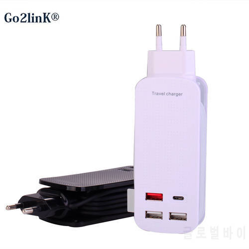 Go2linK Multi Port USB-C Charger 50W Max Smart Output Type-C Port USB PD 2.0 Quick Charge QC 3.0 for Samsung S9 S8 iPhone 7 6 5