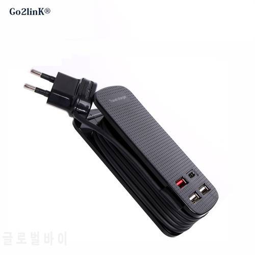 50W USB Type C Charger Qualcomm QC 3.0 Quick Charger 4 Port USB Charger Adapter For iPhone Xiaomi Samsung S8 Pixel XL, iPad P10