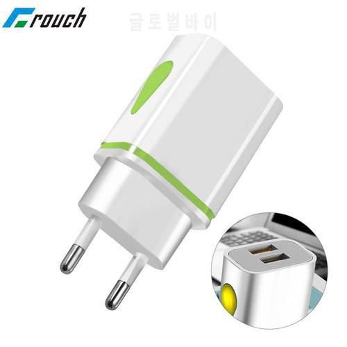 EU Plug 2 Ports LED Light USB Charger 5V 2A Wall Adapter Compatible for iPhones for iPad other smart phones US USB Charger