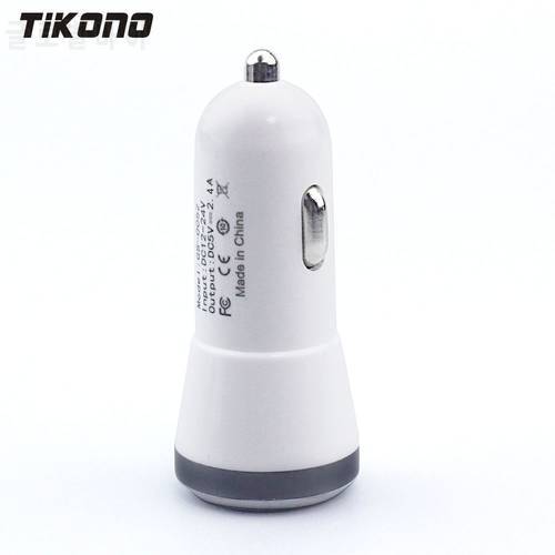 Tikono High Quality Smart Car Charger 2.4A Dual USB 2-port USB Universal Car-Charger Adapter for iPhone Samsung Xiaomi Tablet PC