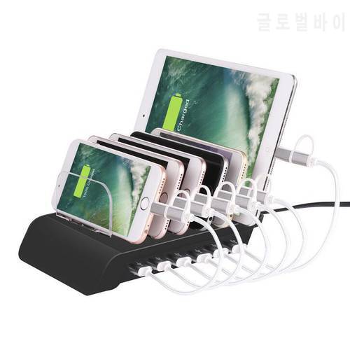 Multi port fast charging USB phone charger 6 Ports Station Dock Stand Holder For iPhone 7 6 6S 5 Samsung xiaomi redmi iwatch