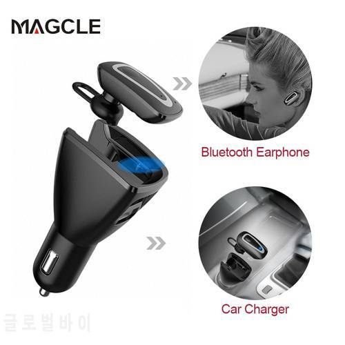 Magcle fast Car charger dual USB 5V/3A bluetooth earphone + Mic Noise-canceling hands-free calling For smart phone shipping