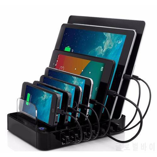 Multi function USB Charging Station black 7-Port 64.89W USB Charger for Multiple Android Apple mobile phones tablet ipad iphone