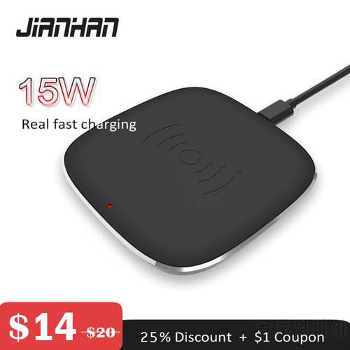 JIANHAN Qi Wireless Charger 15W for Slim fast charger 3.0 Charging for Samsung Galaxy S8 S9 S7 Edge Qi USB Pad