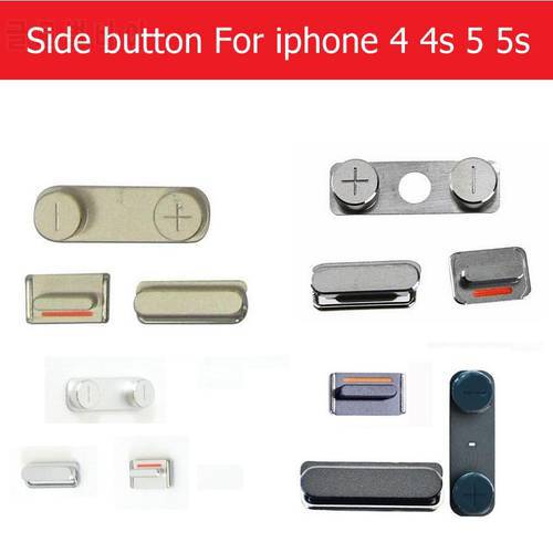 1set (Power On Off + Volume Switch + Mute ) side Button for iPhone 4 4s 5 5S side keypads gold /silver /gray colors replacement