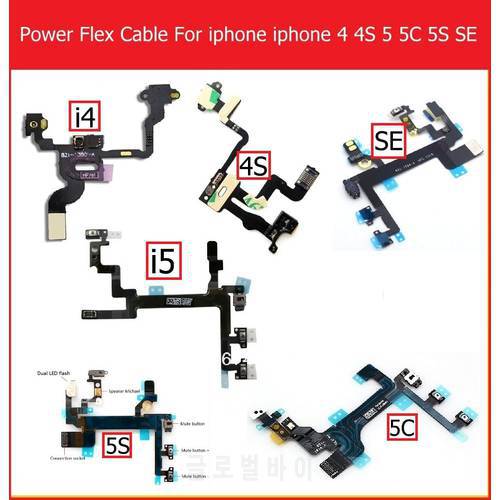 Genuine Mute&Volume&Power Flex Cable for iPhone 4 4S 5 5S 5C SE Volume &power switch on/off button flex ribbon replacement parts