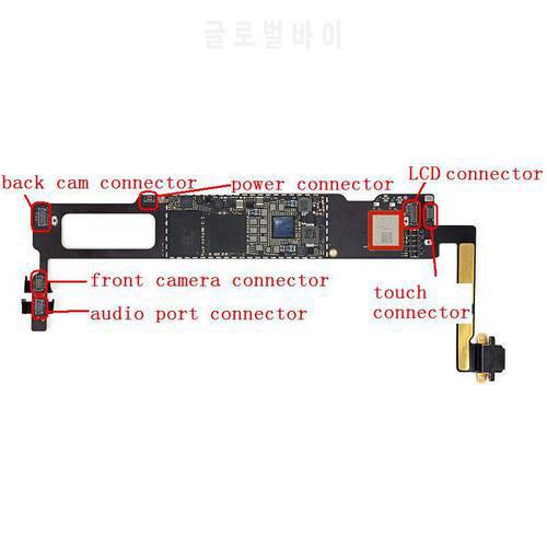 for iPad mini2 retina audio port + front,back camera + Power Volume + LCD + touch digitizer FPC connector logic board connectors